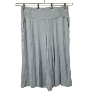 Blue Torrid Women's Super Soft High-Rise Smocked Waist Crop Wide-Leg Pants